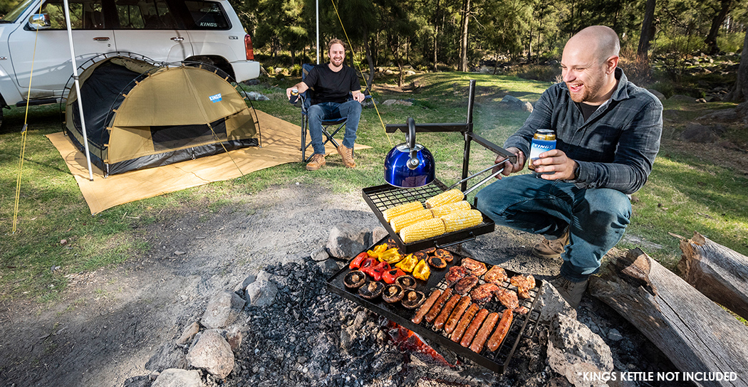Kings Camping Picnic Campfire Cooking BBQ Swinging Hotplate Grill Combo